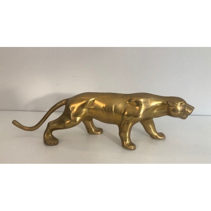Sculpture en Laiton Représentant un Tigre