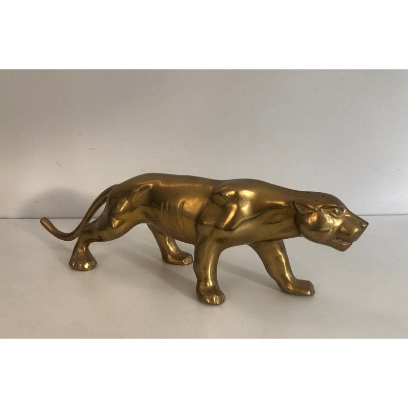 Sculpture en Laiton Représentant un Tigre