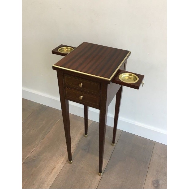 Unusual Neoclassical Small Drawers Table with Sliding Ashtrays