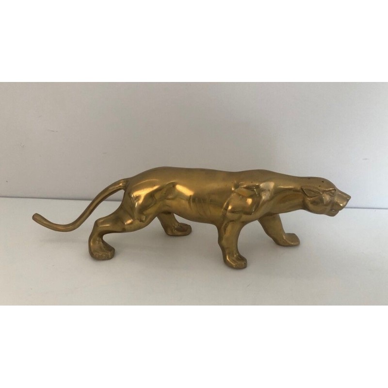 Sculpture en Laiton Représentant un Tigre