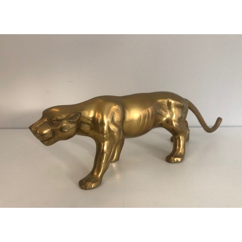 Sculpture en Laiton Représentant un Tigre