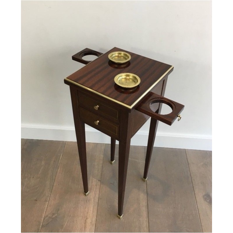 Unusual Neoclassical Small Drawers Table with Sliding Ashtrays