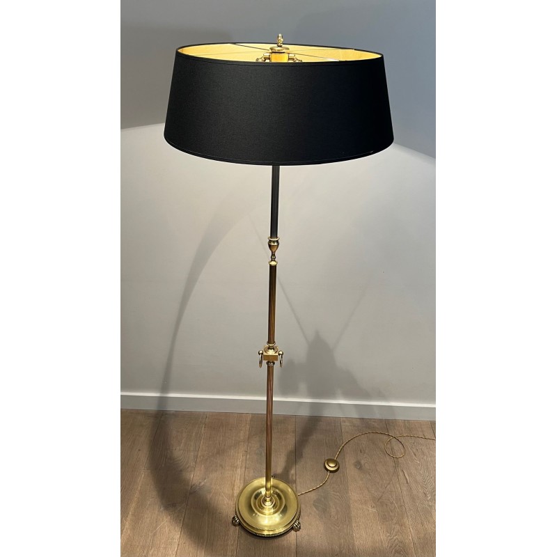 Lampadaire Néoclassique en Laiton dans le Goût de Maison Jansen, Travail Français, vers 1940