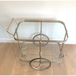 Silvered Brass Drinks Trolley
