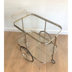 Silvered Brass Drinks Trolley