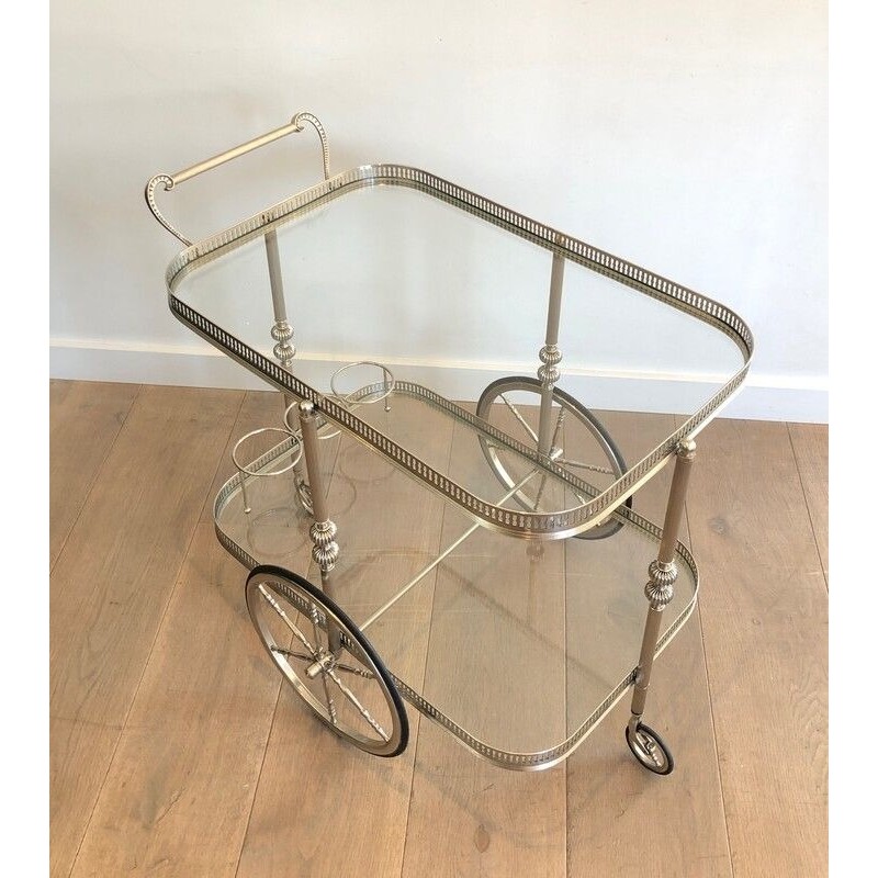 Silvered Brass Drinks Trolley