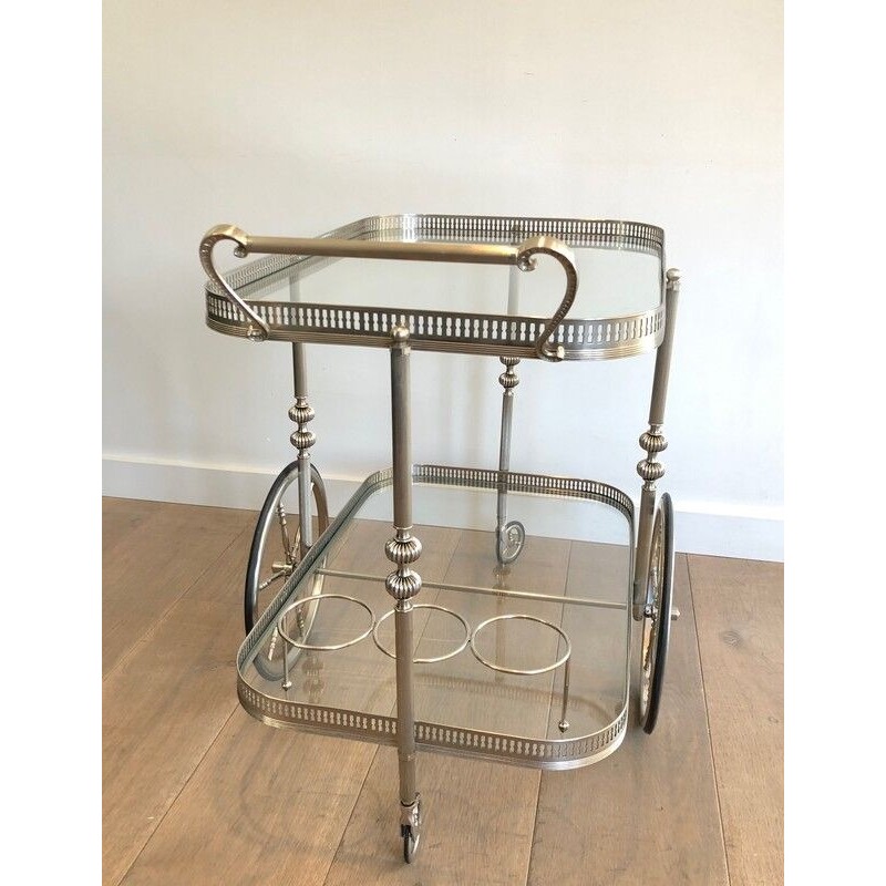 Silvered Brass Drinks Trolley