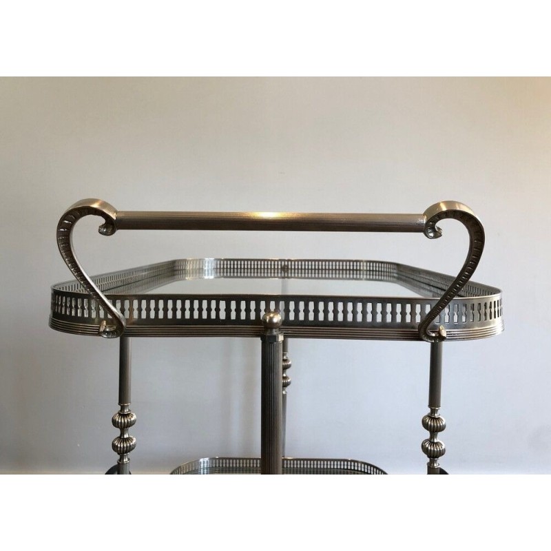 Silvered Brass Drinks Trolley