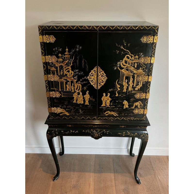 Chinese Lacquered and Gilt Cabinet