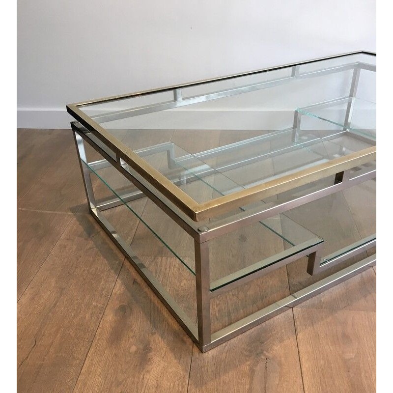 Table Basse Design en Chrome et Laiton