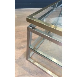 Table Basse Design en Chrome et Laiton
