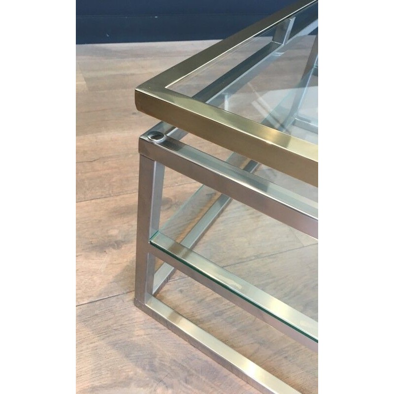Table Basse Design en Chrome et Laiton