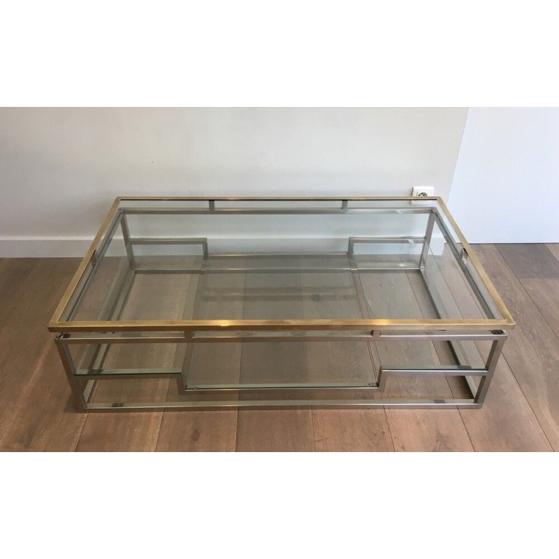 Table Basse Design en Chrome et Laiton