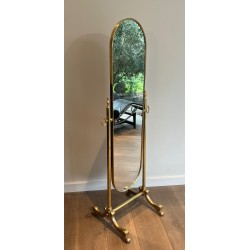 Neoclassical Style Brass Psyche Mirror
