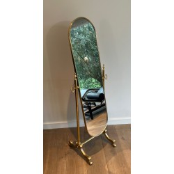 Neoclassical Style Brass Psyche Mirror