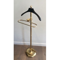 Neoclassical Style Brass and Black Lacquered Wood Valet