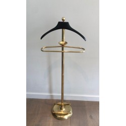 Neoclassical Style Brass and Black Lacquered Wood Valet