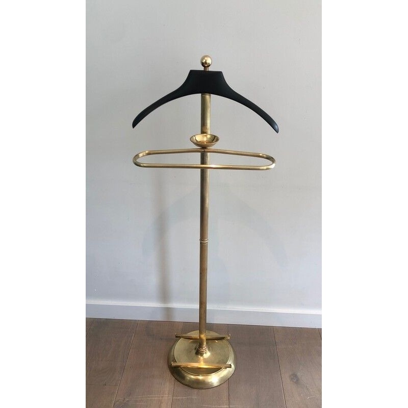 Neoclassical Style Brass and Black Lacquered Wood Valet