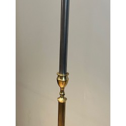 Neoclassical Brass Floor Lamp in the Style of Maison Jansen, French Work, circa 1940