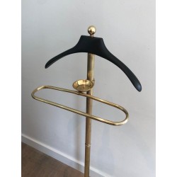 Neoclassical Style Brass and Black Lacquered Wood Valet