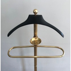 Neoclassical Style Brass and Black Lacquered Wood Valet