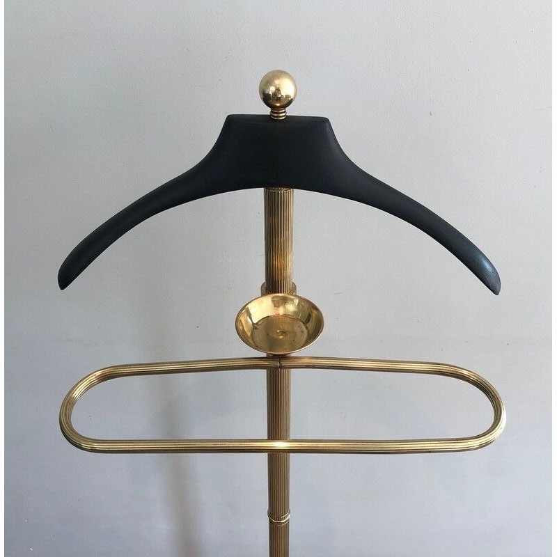 Neoclassical Style Brass and Black Lacquered Wood Valet