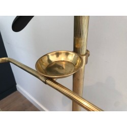 Neoclassical Style Brass and Black Lacquered Wood Valet