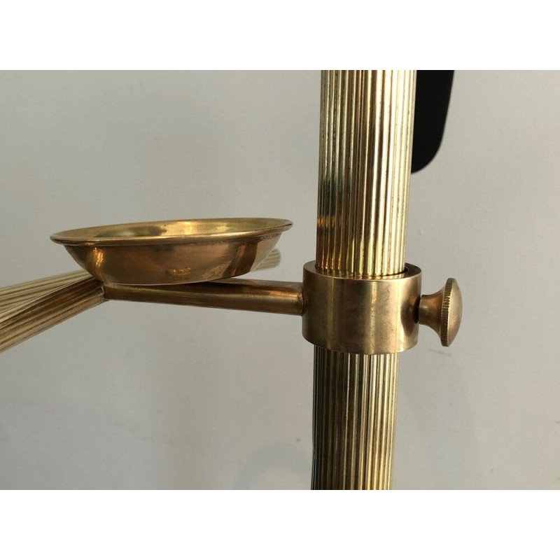 Neoclassical Style Brass and Black Lacquered Wood Valet