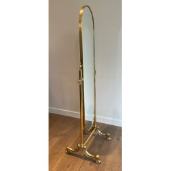 Neoclassical Style Brass Psyche Mirror