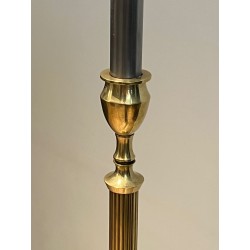 Neoclassical Brass Floor Lamp in the Style of Maison Jansen, French Work, circa 1940