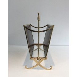 Mahogany and Brass Magazine Rack Attributed to Maison Jansen