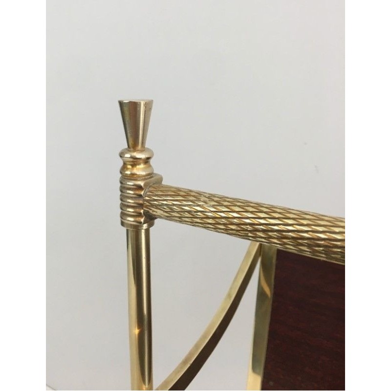Mahogany and Brass Magazine Rack Attributed to Maison Jansen