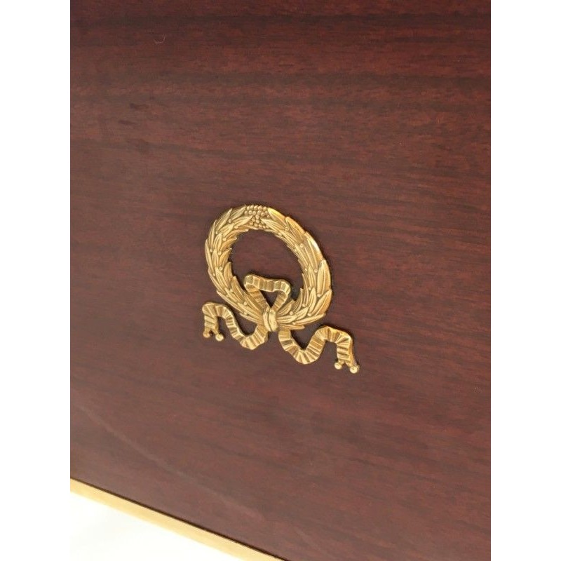 Mahogany and Brass Magazine Rack Attributed to Maison Jansen