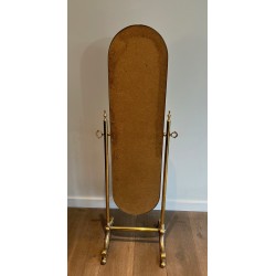 Neoclassical Style Brass Psyche Mirror