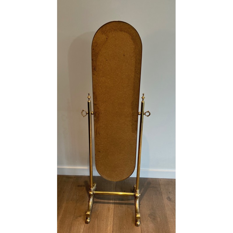 Neoclassical Style Brass Psyche Mirror