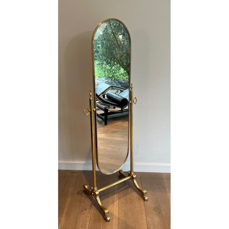 Neoclassical Style Brass Psyche Mirror