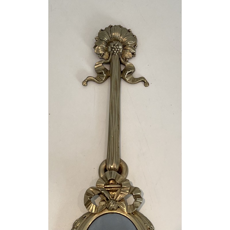 Set of Four Louis XVI Style Chiseled Bronze and Chrome Wall Sconces with Bow and Ribbon Decoration