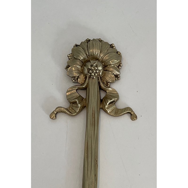 Set of Four Louis XVI Style Chiseled Bronze and Chrome Wall Sconces with Bow and Ribbon Decoration