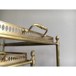 Set of Three Neoclassical Brass Nesting Tables on Casters, Attributed to Maison Baguès