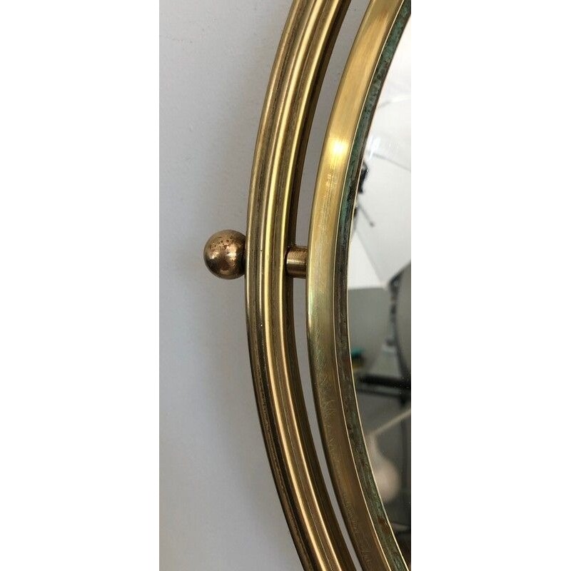 Rare Coiffeuse de Style Néoclassique en Laiton et Marbre de Carrare, Attribuée à la Maison Jansen