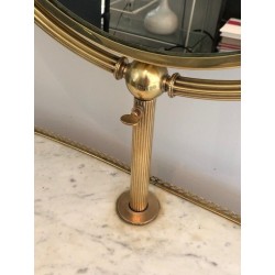 Rare Coiffeuse de Style Néoclassique en Laiton et Marbre de Carrare, Attribuée à la Maison Jansen