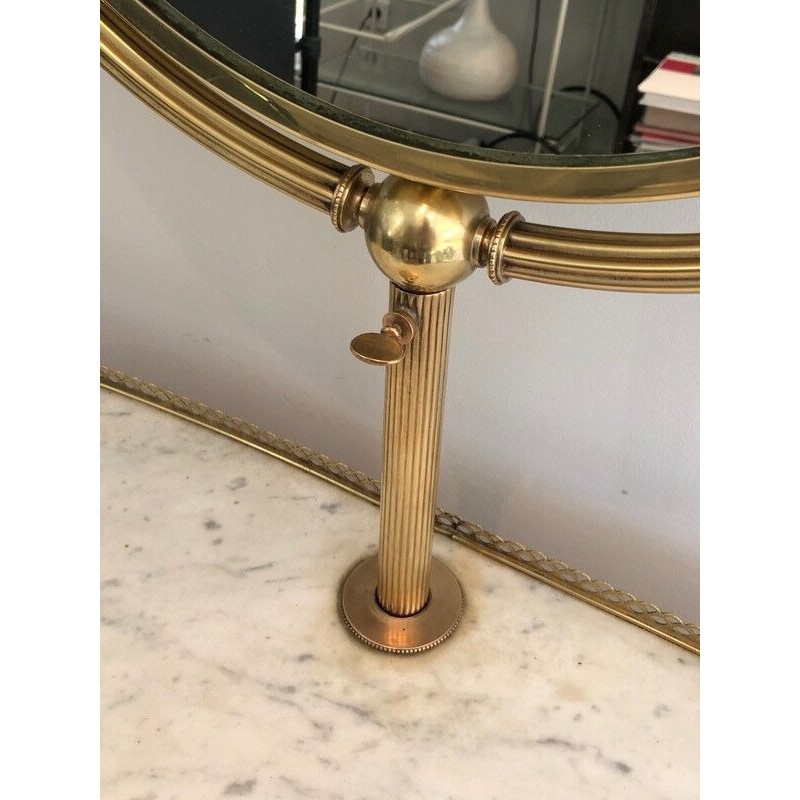 Rare Neoclassical Brass and Carrara Marble Dressing Table, Attributed to Maison Jansen