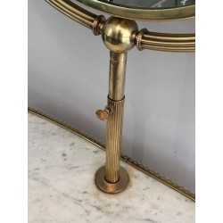 Rare Neoclassical Brass and Carrara Marble Dressing Table, Attributed to Maison Jansen