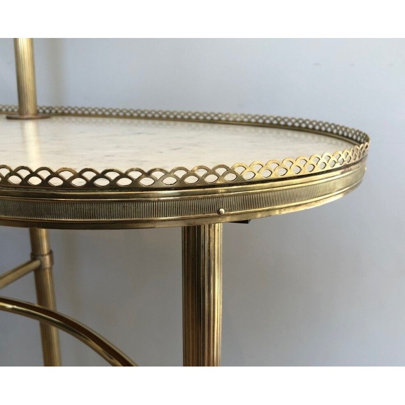 Rare Neoclassical Brass and Carrara Marble Dressing Table, Attributed to Maison Jansen