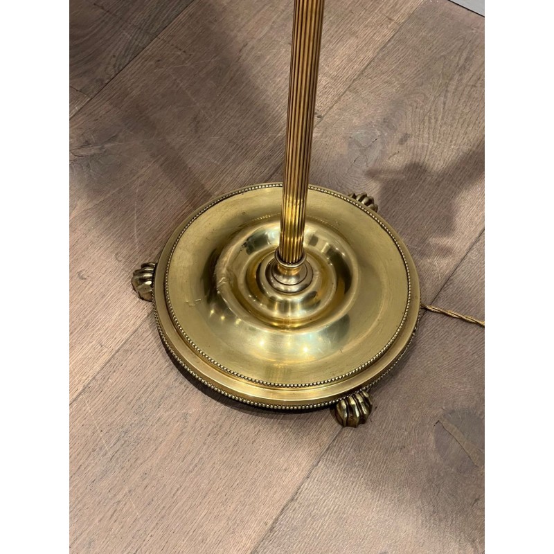 Lampadaire Néoclassique en Laiton dans le Goût de Maison Jansen, Travail Français, vers 1940