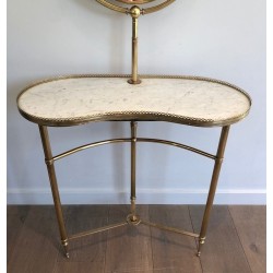 Rare Coiffeuse de Style Néoclassique en Laiton et Marbre de Carrare, Attribuée à la Maison Jansen