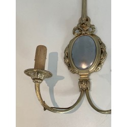 Set of Four Louis XVI Style Chiseled Bronze and Chrome Wall Sconces with Bow and Ribbon Decoration
