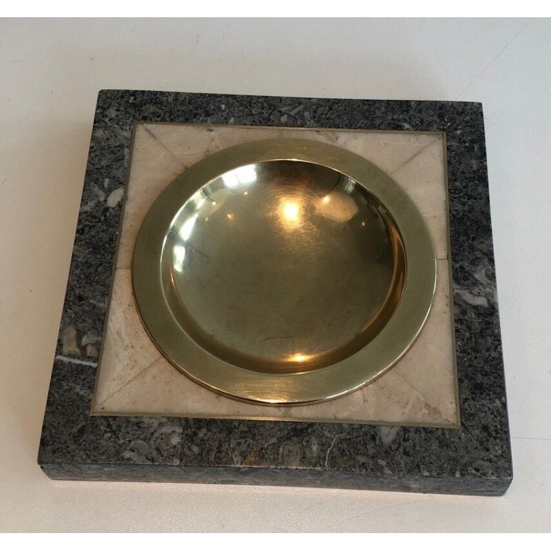 Neoclassical Style Faux-Marble and Brass Vide-Poche