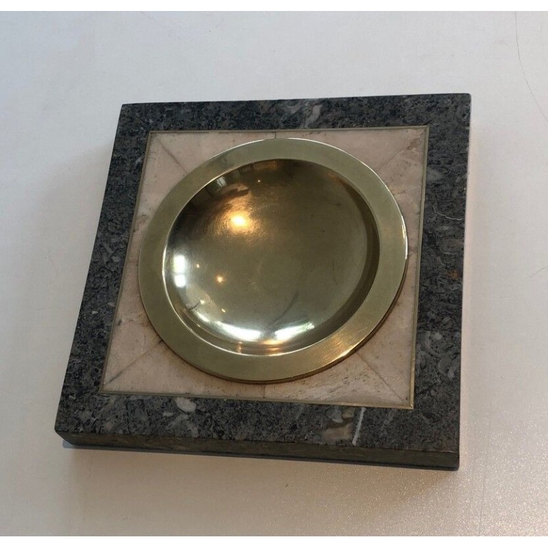 Neoclassical Style Faux-Marble and Brass Vide-Poche
