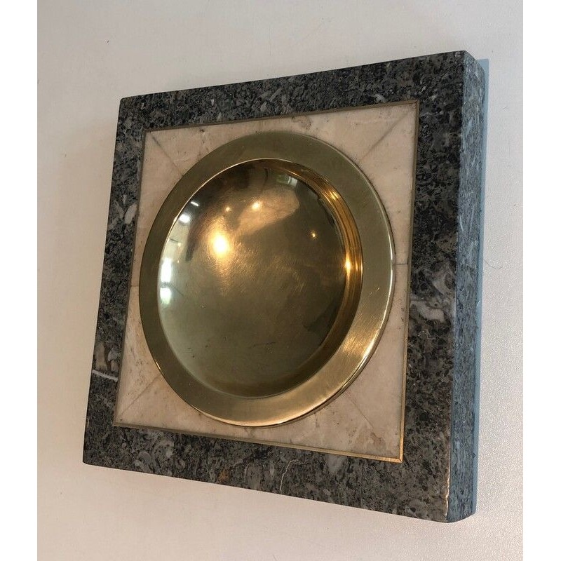 Neoclassical Style Faux-Marble and Brass Vide-Poche